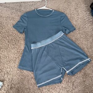 Blue Short Sleeve Top and Shorts Set